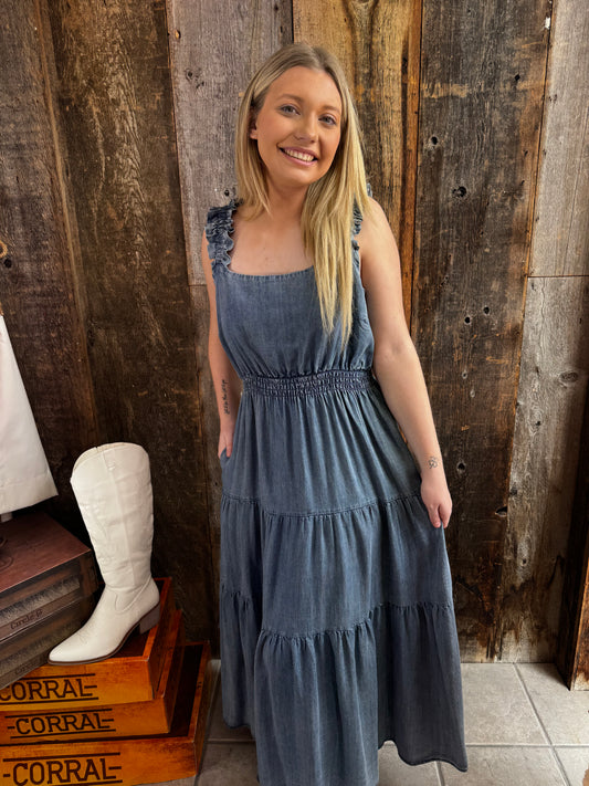 Willow Washed Chambray Maxi Dress