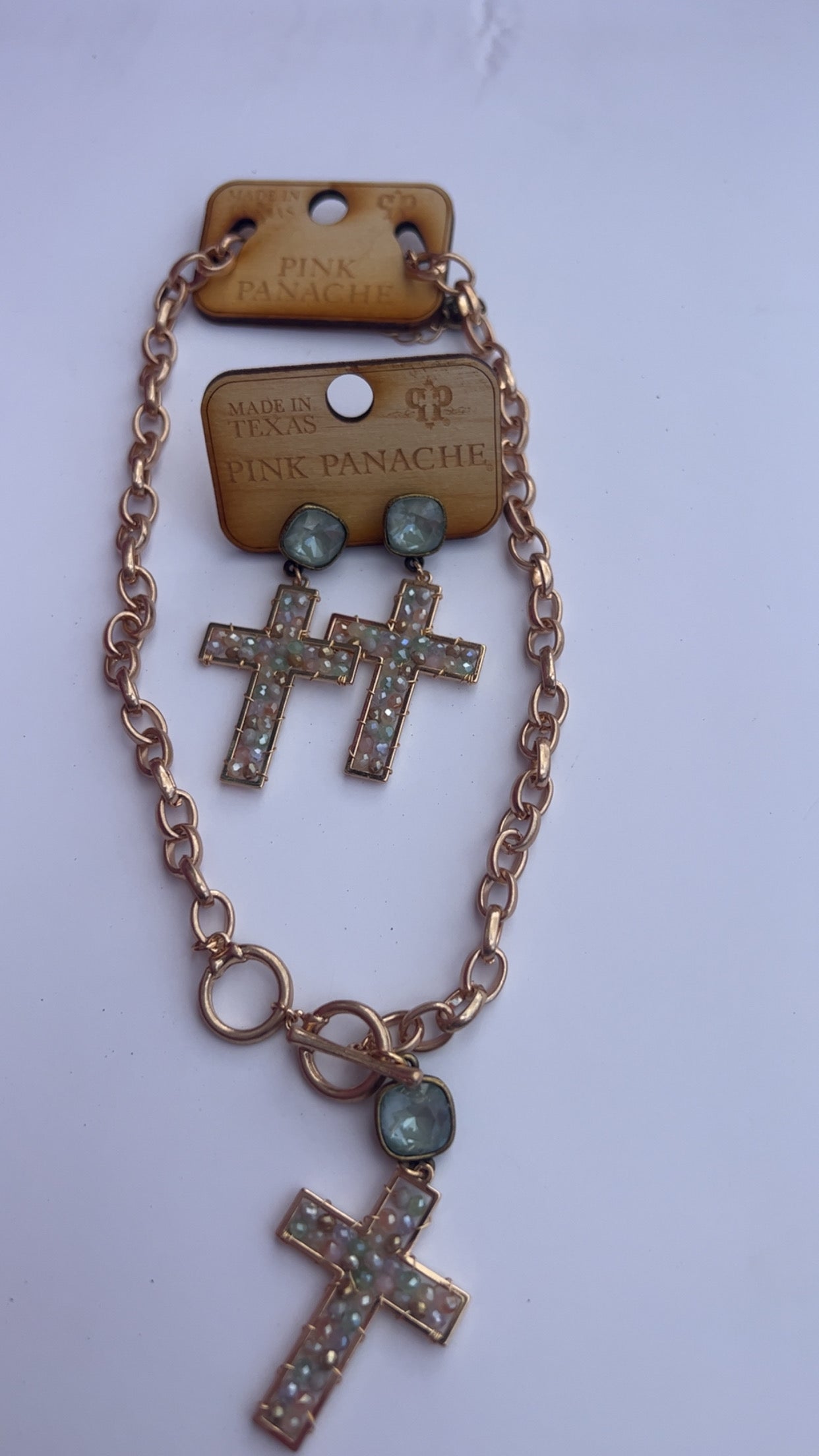 Pink Panache Sage Cross Earrings