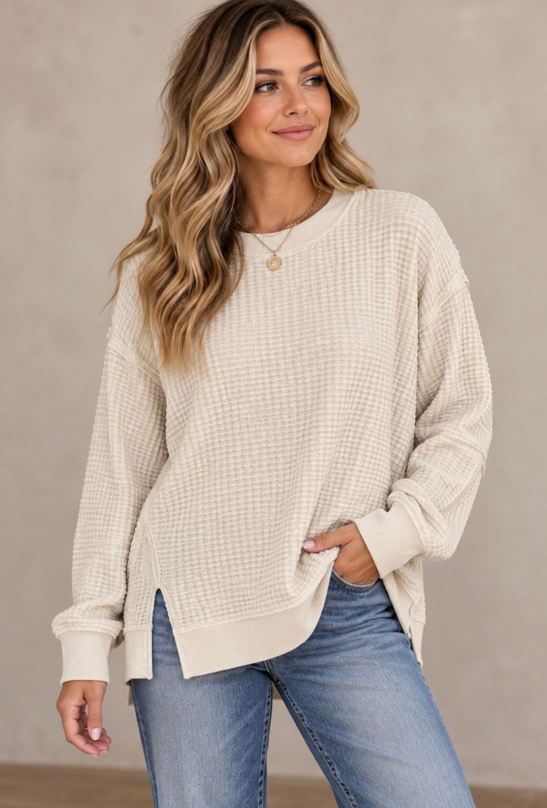 EASEL OAT MINERAL WASH WAFFLE TOP