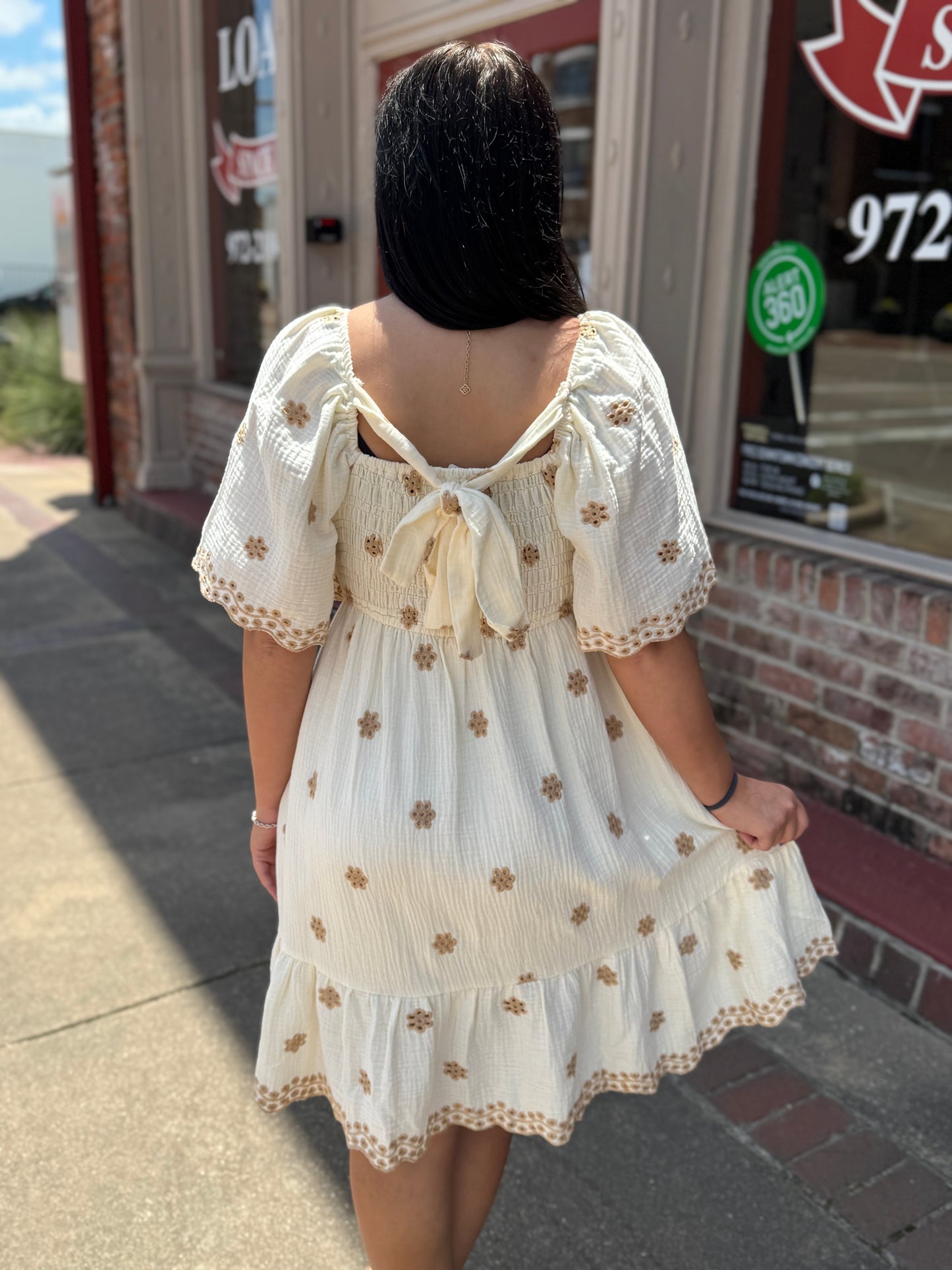 ANGELA EYELET FLOWER DRESS