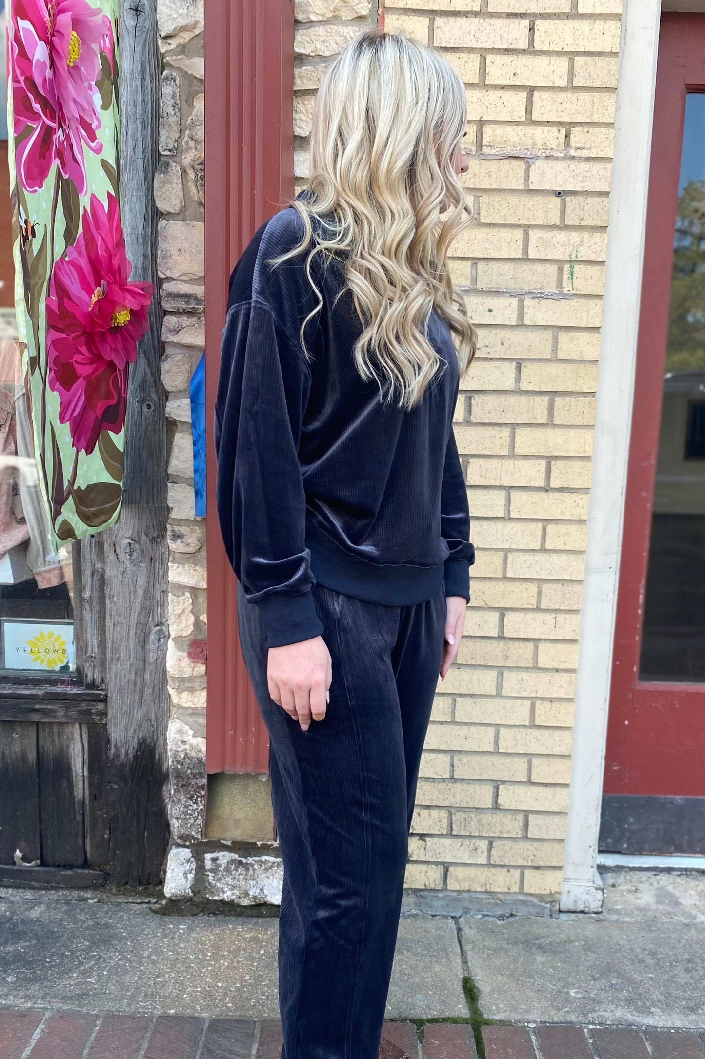 CUDDLE UP CHARCOAL VELVET PANTS