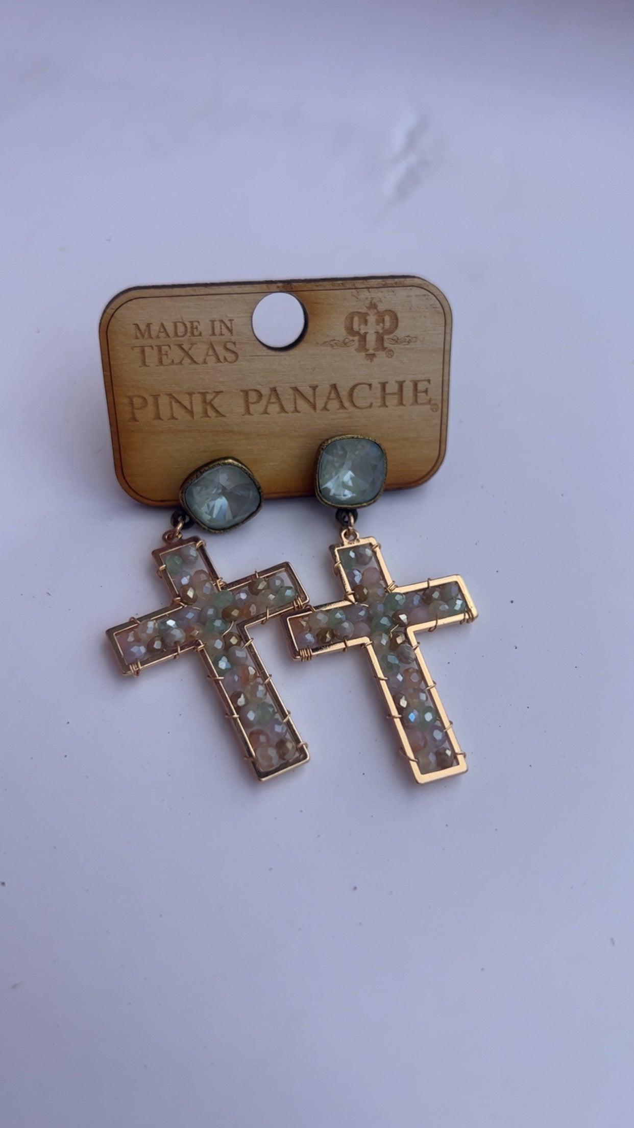 Pink Panache Sage Cross Earrings