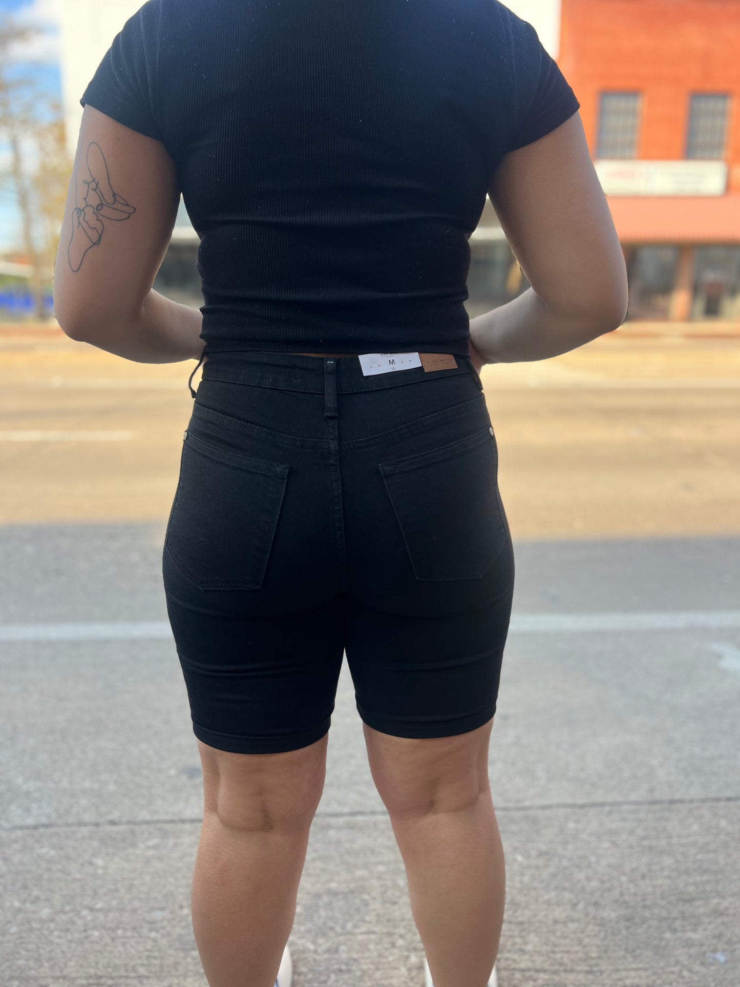 Judy Blue Black High Rise Cuffed Bermuda Shorts