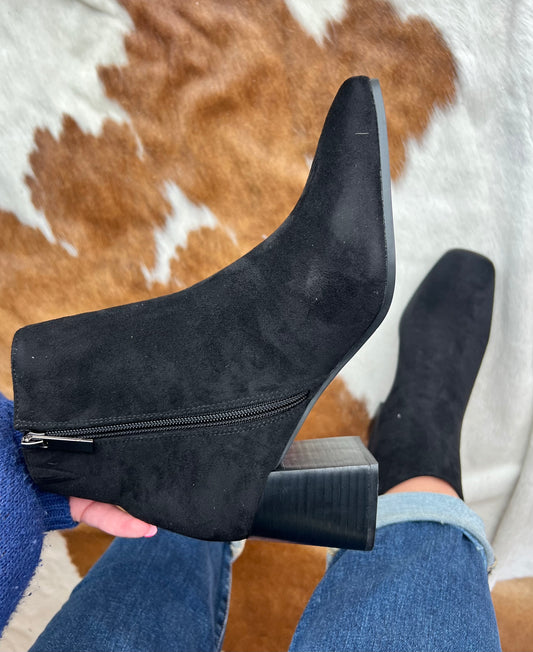 Corkys Black Suede Felicia Bootie