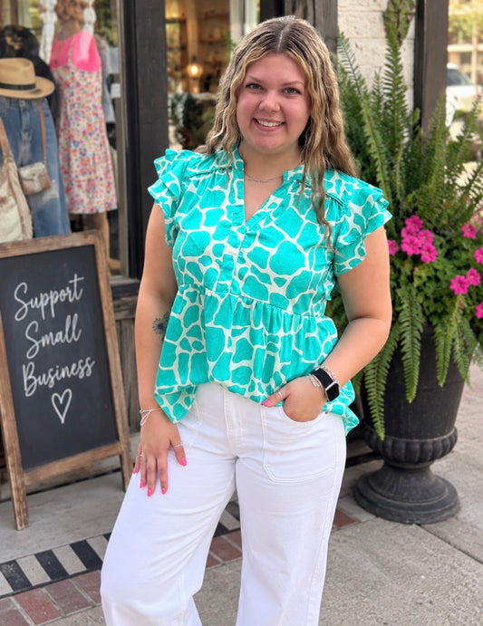 Elise Emerald Spotted Top