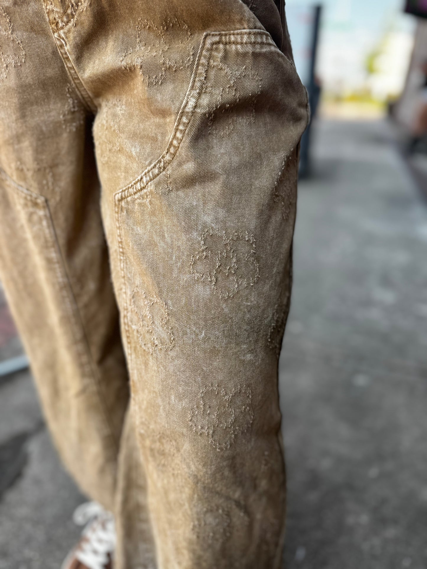 EASEL FLOWER WASHED TWILL OVERALLS