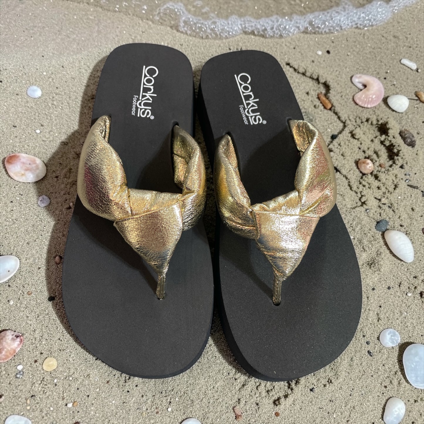 CORKYS YOU GO GIRL GOLD FLIP FLOP