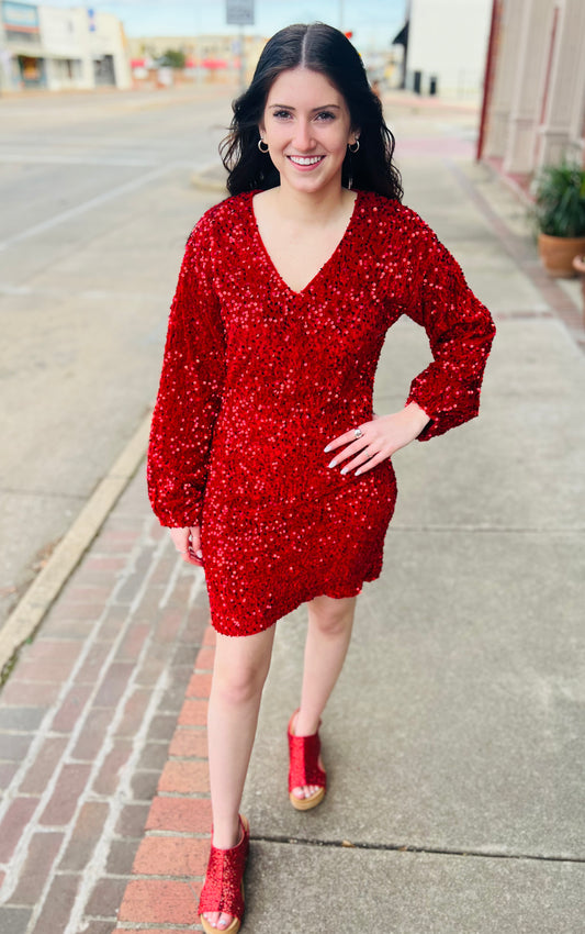 Taylor Red Sequin Dress