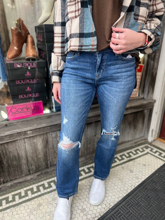 Mica Mollie Mid Rise Straight Leg Jeans