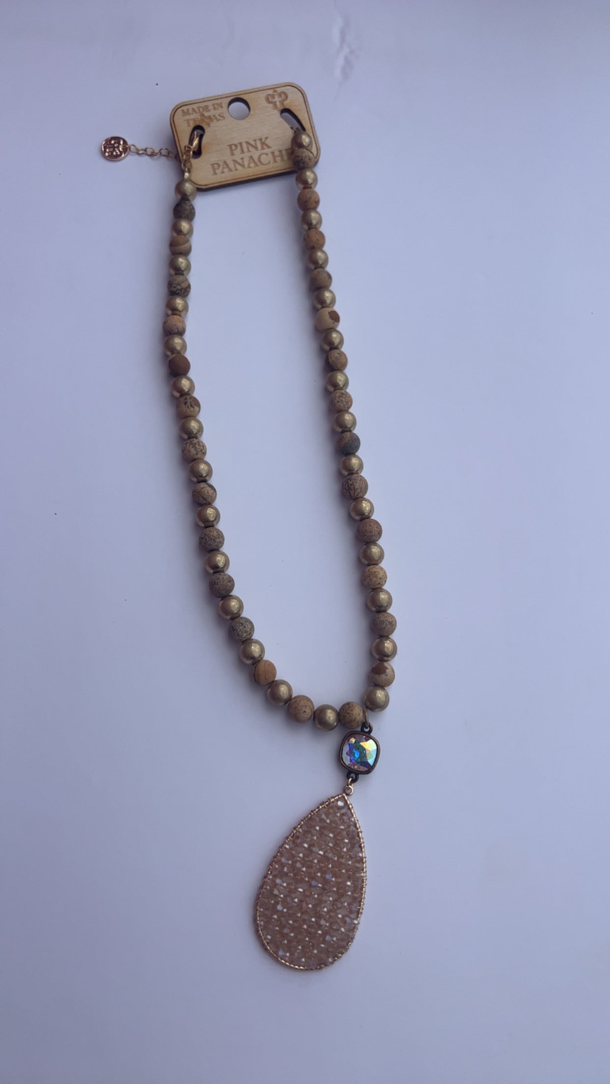 Pink Panache Gold Drop Necklace