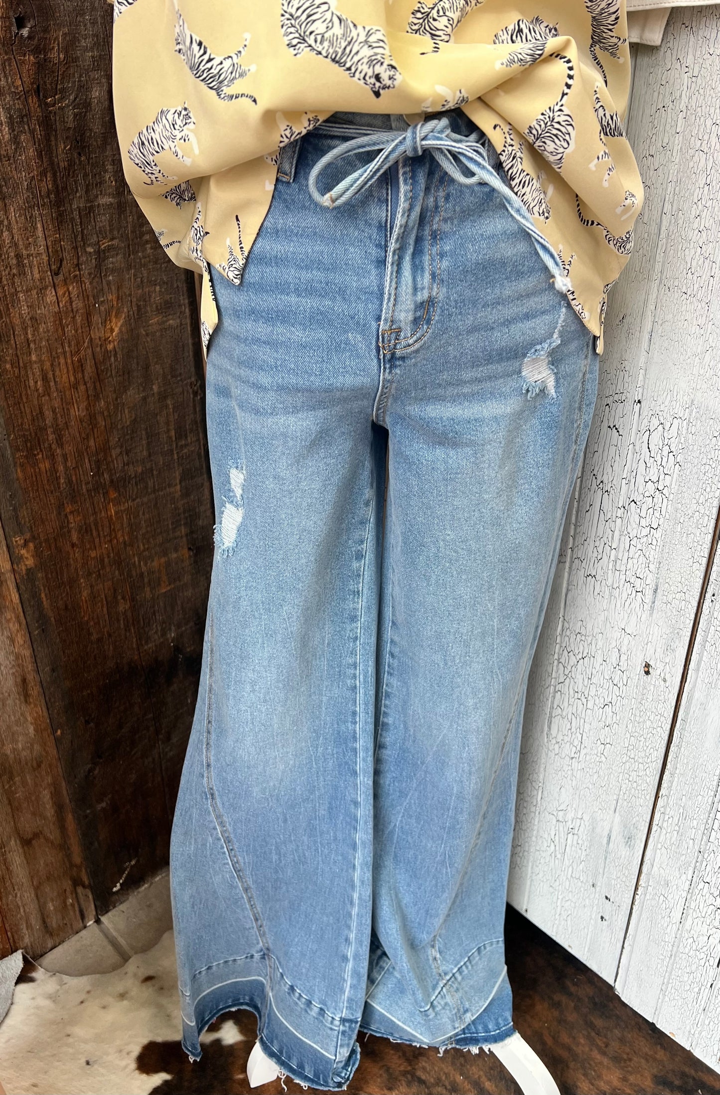 Miranda belted Wide Flare Jeans