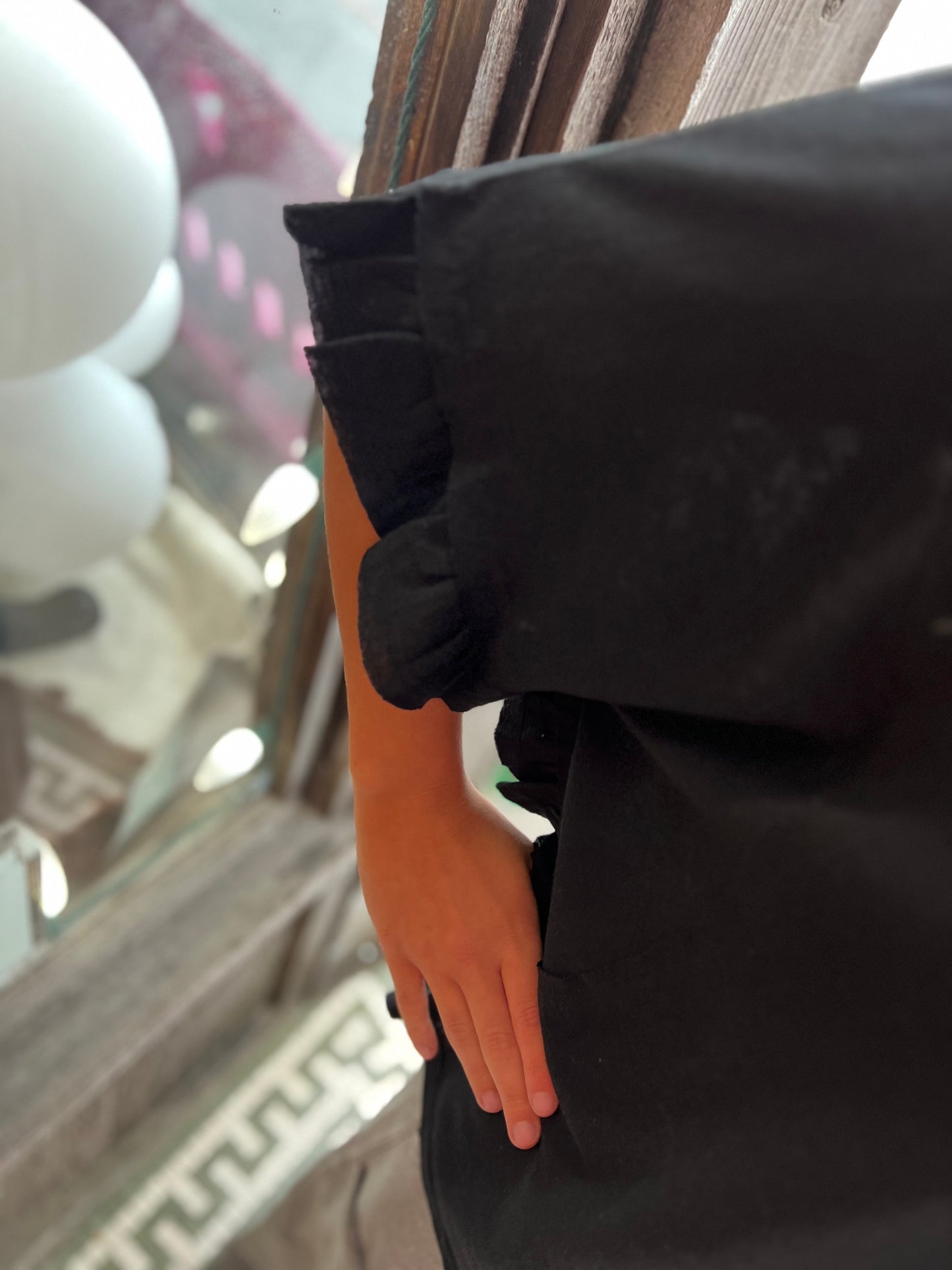 Keylee Black Ruffle Sleeve Top