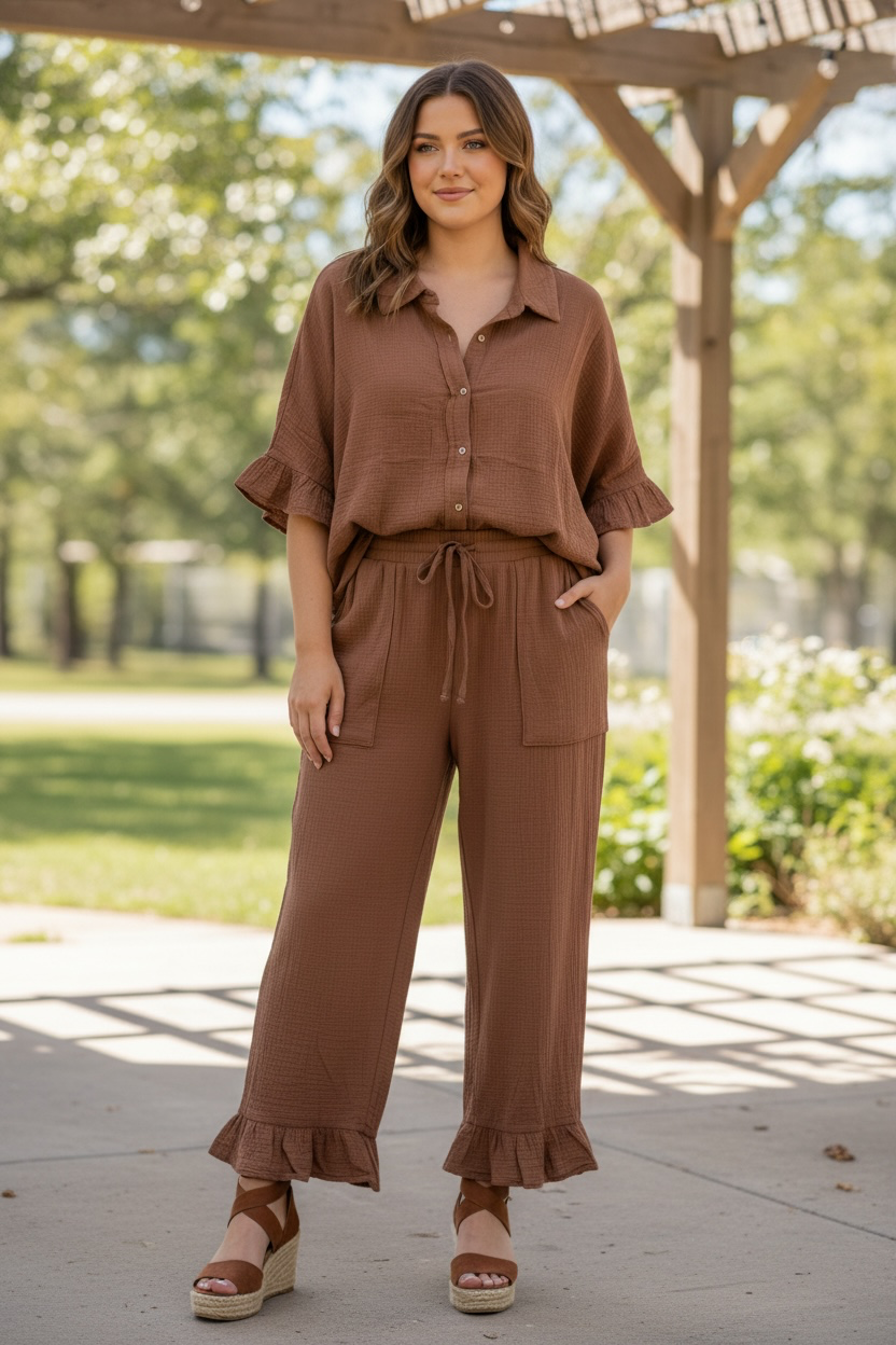 EASEL KOKO GAUZE PANTS SET