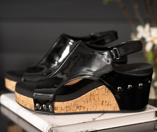 Corkys Black Patent Carley Wedge
