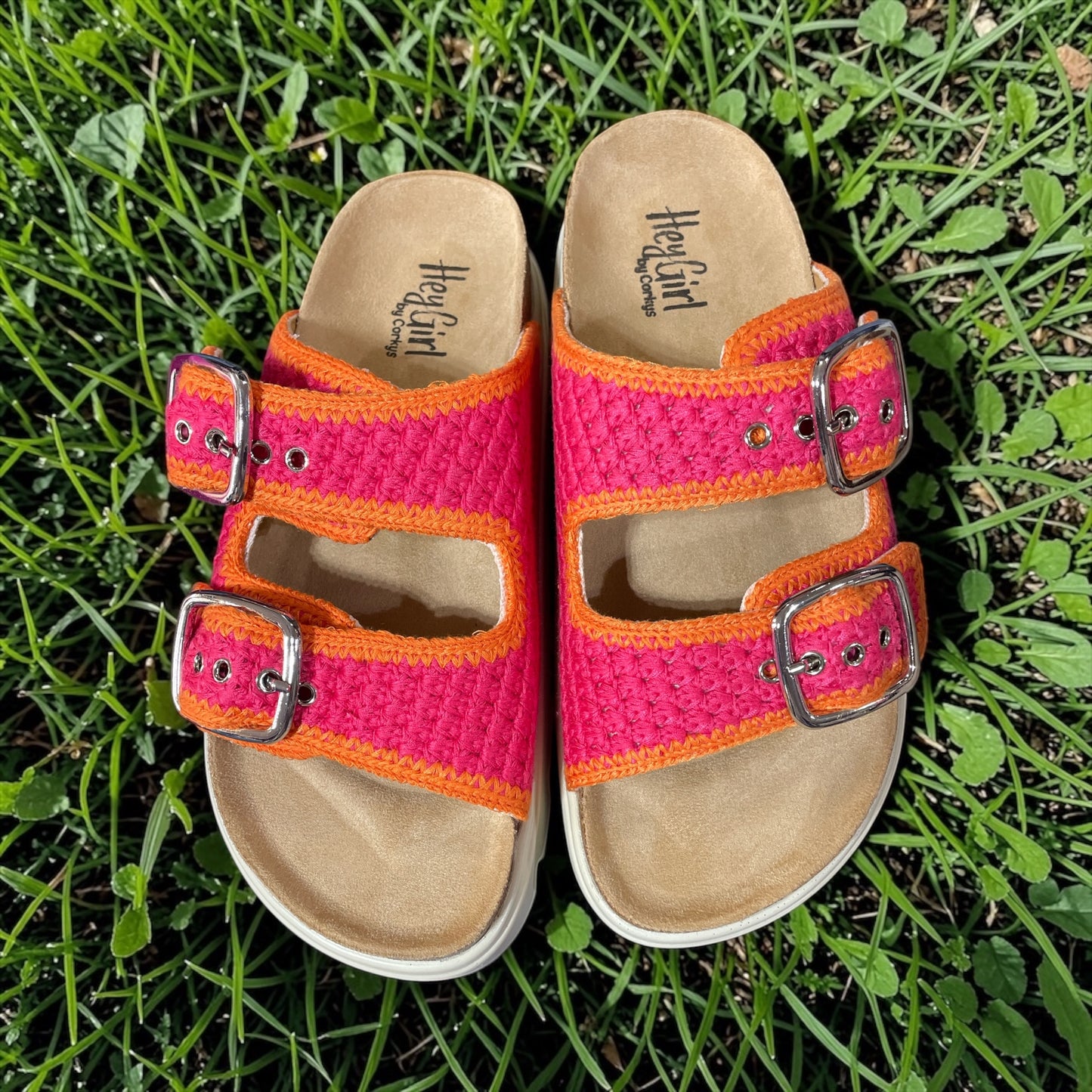 CORKYS RUMOR HAS IT PINK ORANGE SANDALS