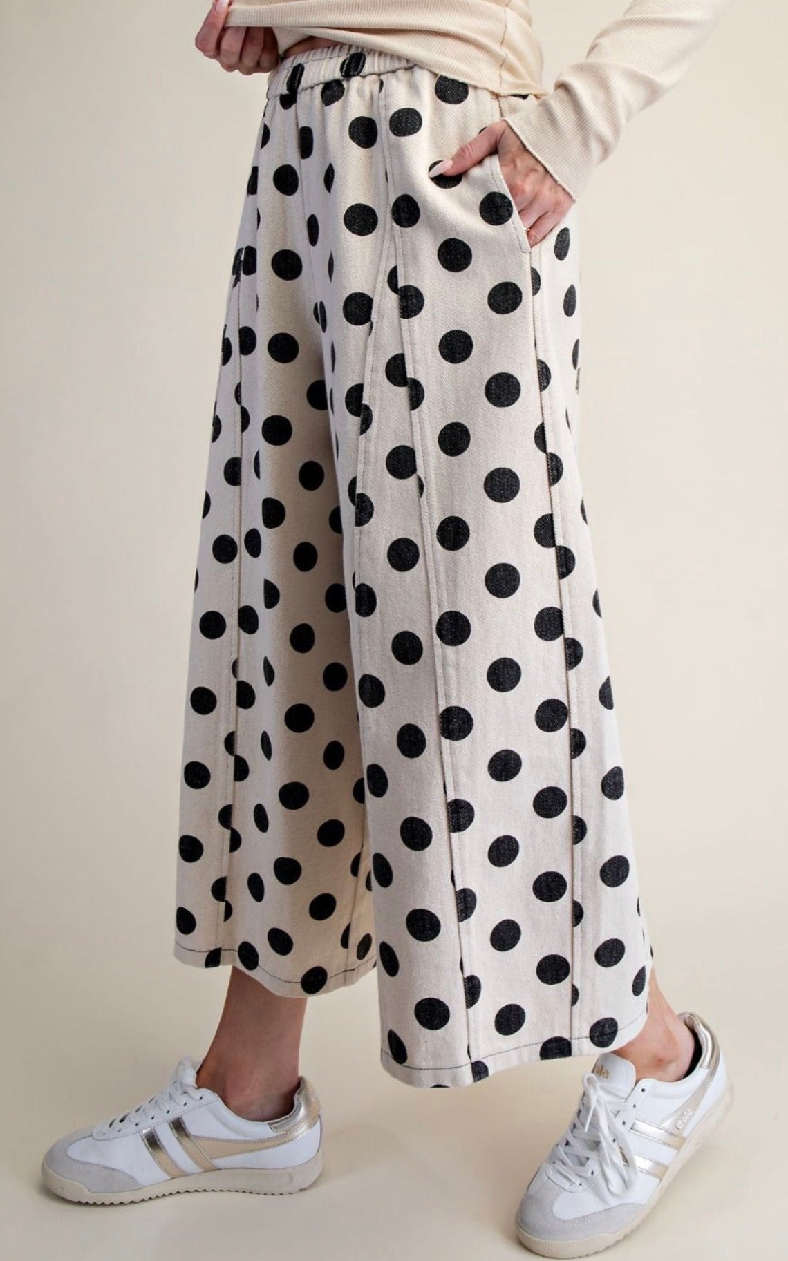 EASEL DOTS MINERAL WIDE LEG PANTS