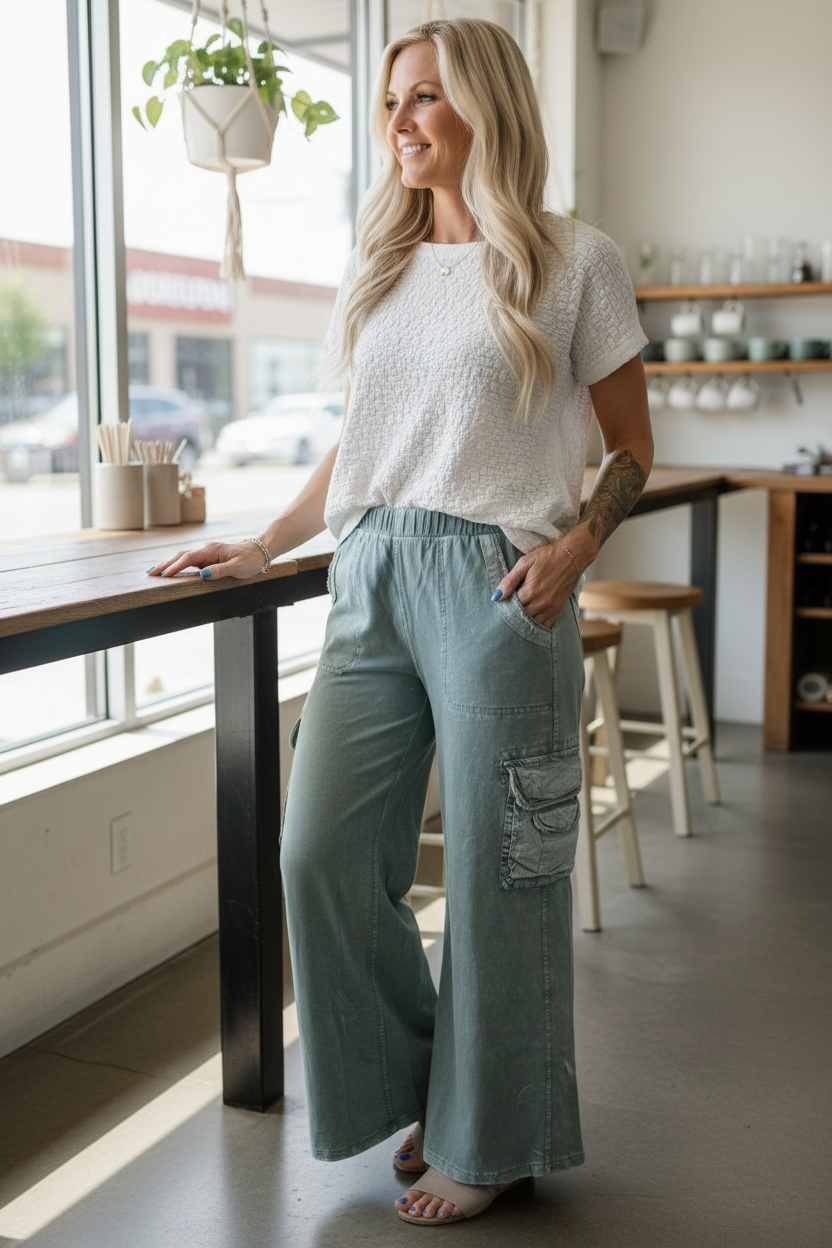 EASEL FADED TEAL SPECIAL WASH PANTS