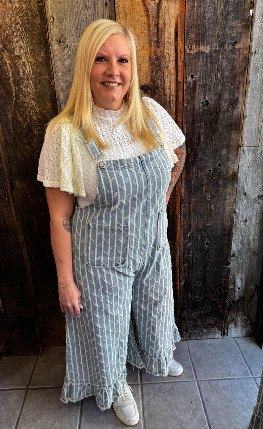 Maggie Striped Denim Boho Overalls