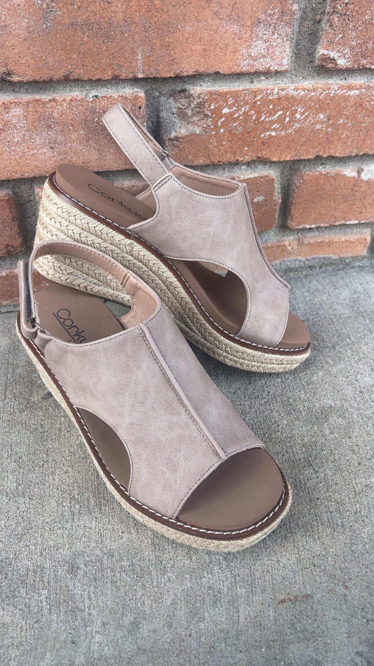 Corkys K Bye Taupe Wedges