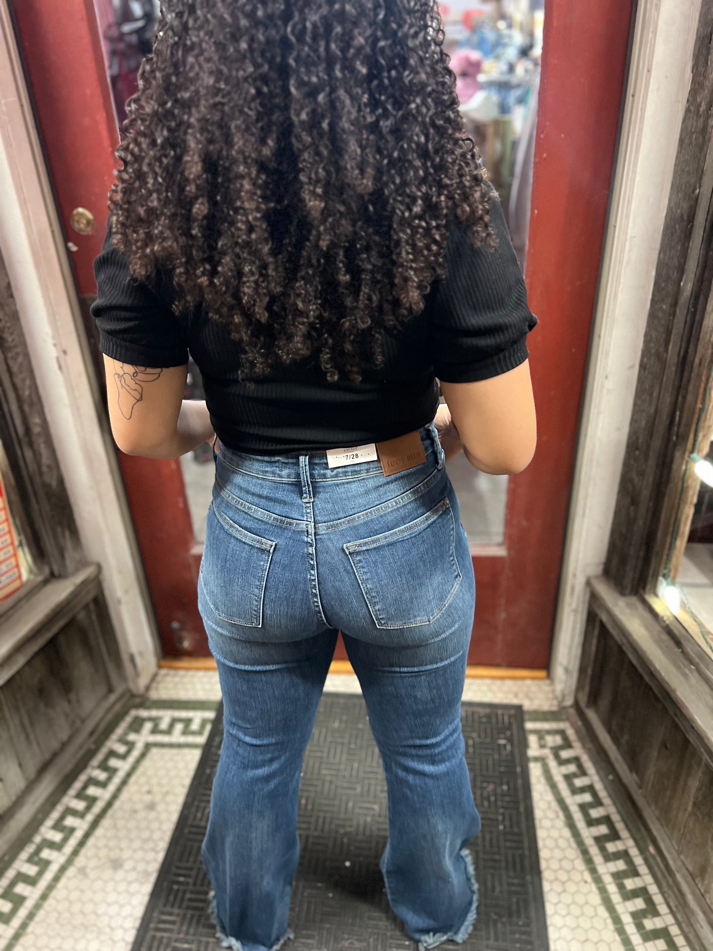 Judy Blue Crazy Horse Tummy Control Fray Hem Flare