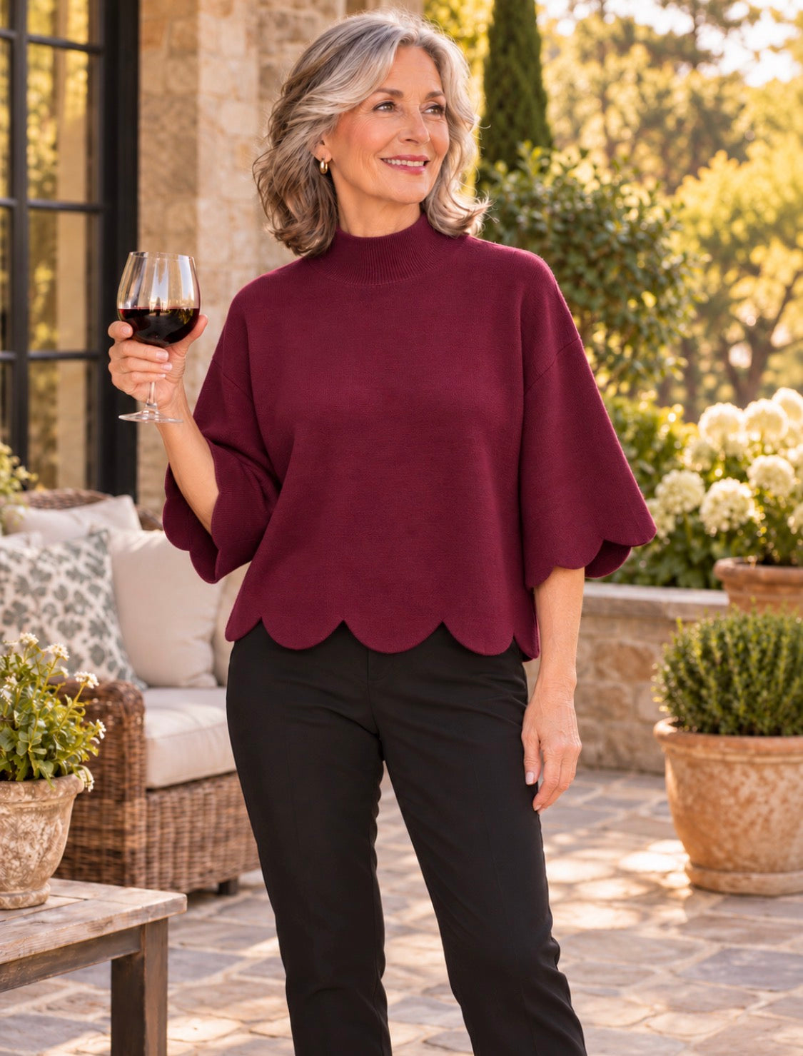 MEET ME FOR MERLOT SWEATER TOP