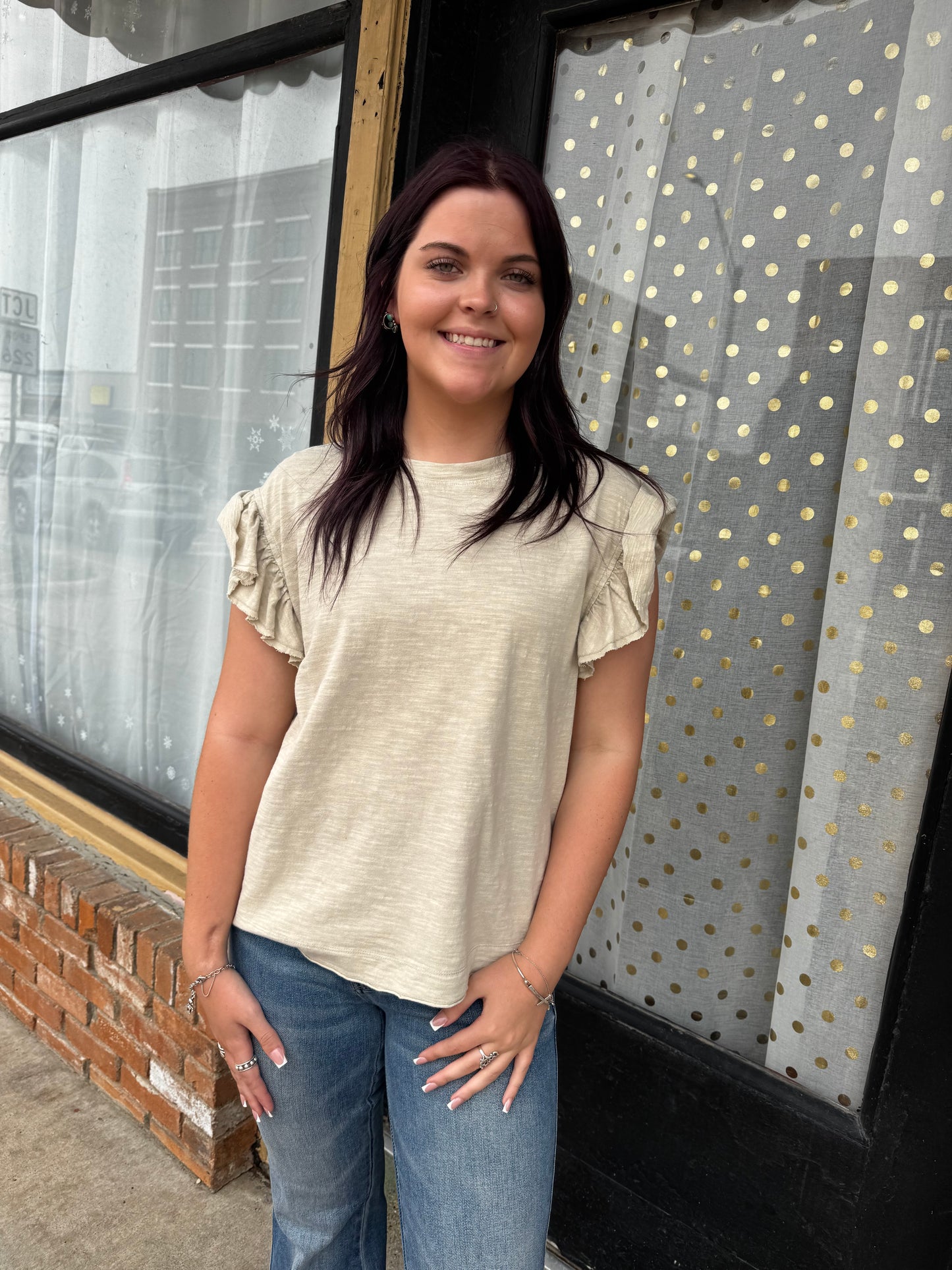 Khaki Wing Sleeve Top