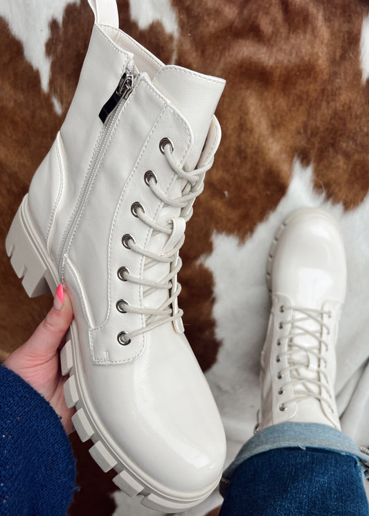 Corkys Cray Ivory Patent Boot