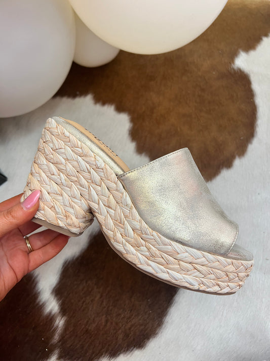 Corkys Solstice Gold Metallic Platform Sandal