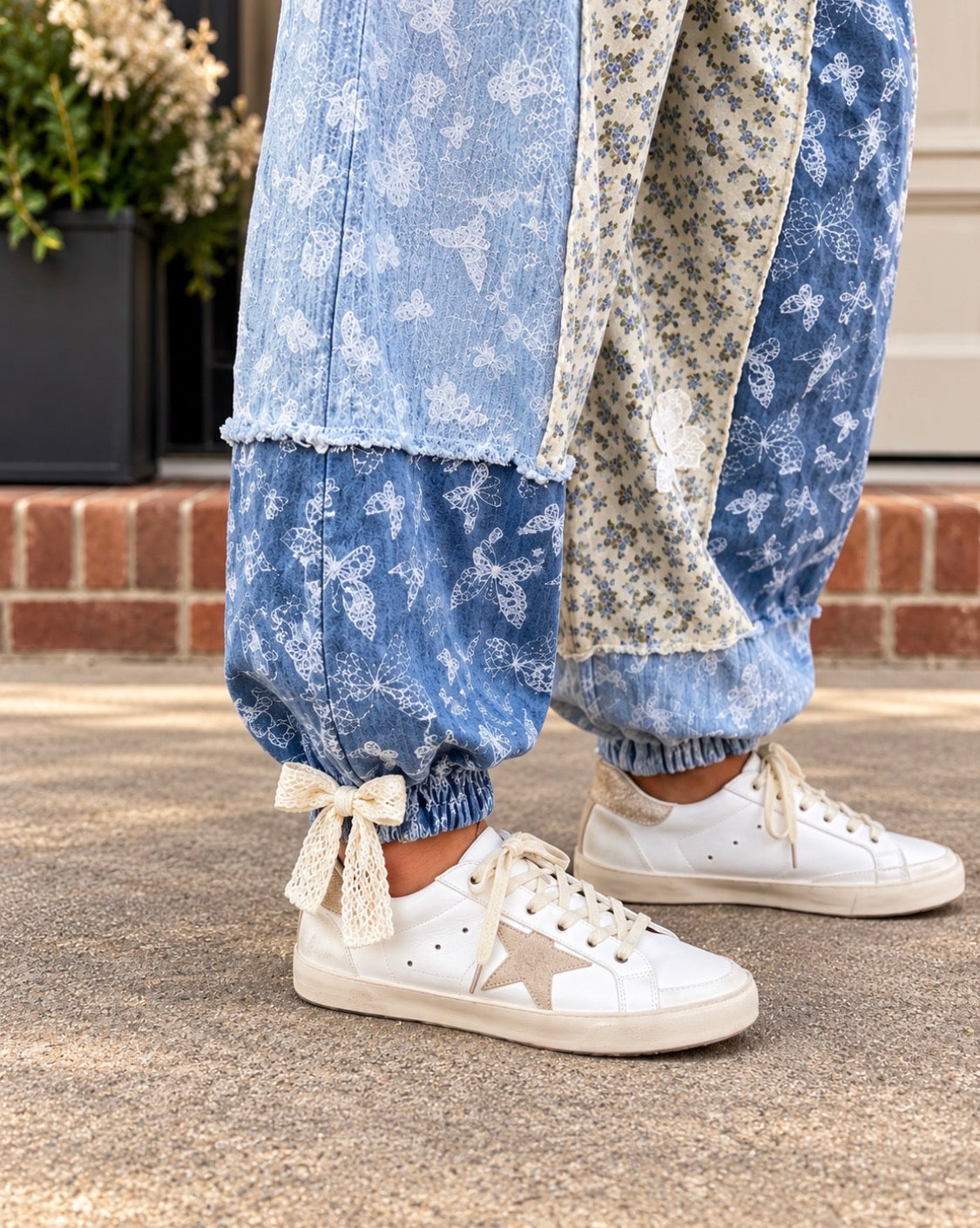BOHO DENIM PATCHWORK BUTTERFLY PANTS