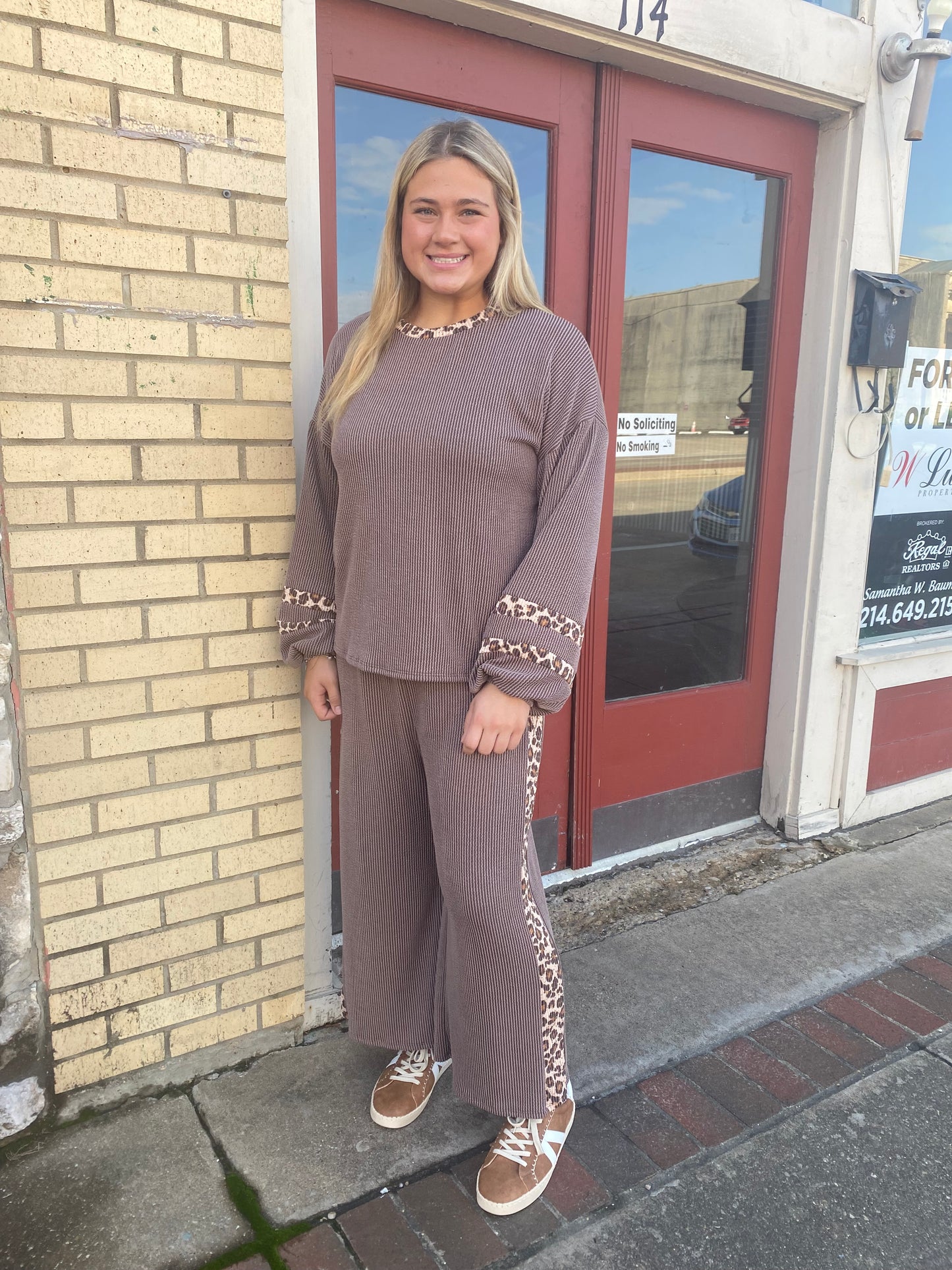 RIBBED MOCHA LEOPARD SET TOP