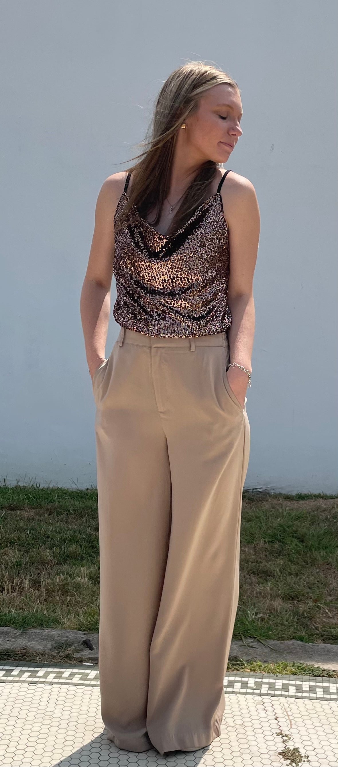 Black and Bronze Sequin Tank