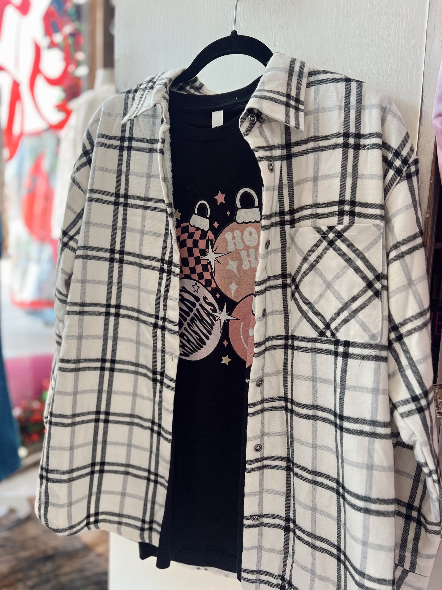 Ivory Black Plaid Shacket