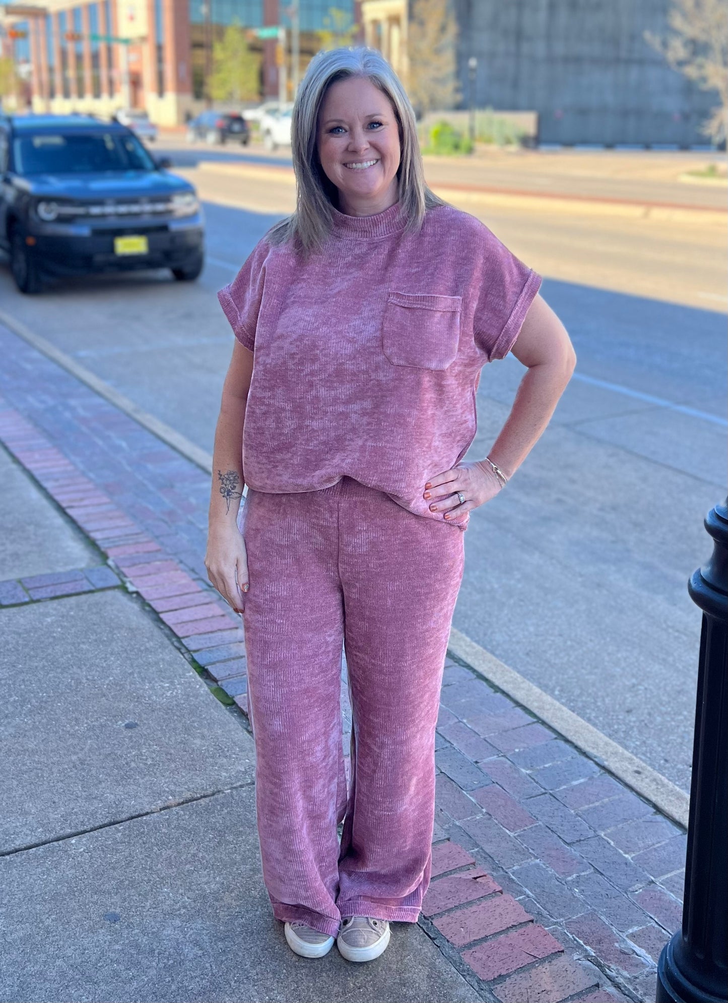 Mauve Soft Wide Leg Pants