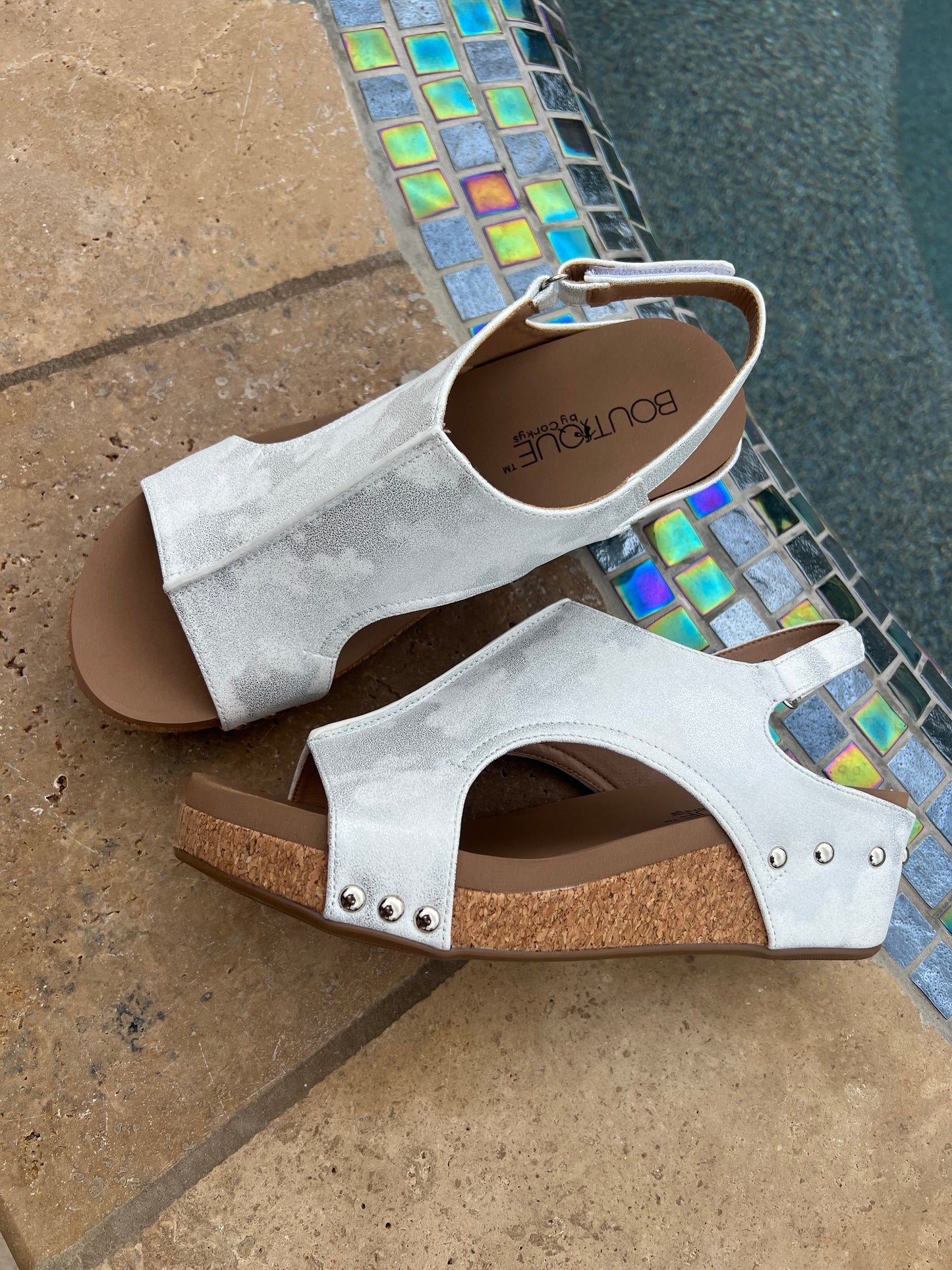 Corkys Volta II White Metallic Wedges