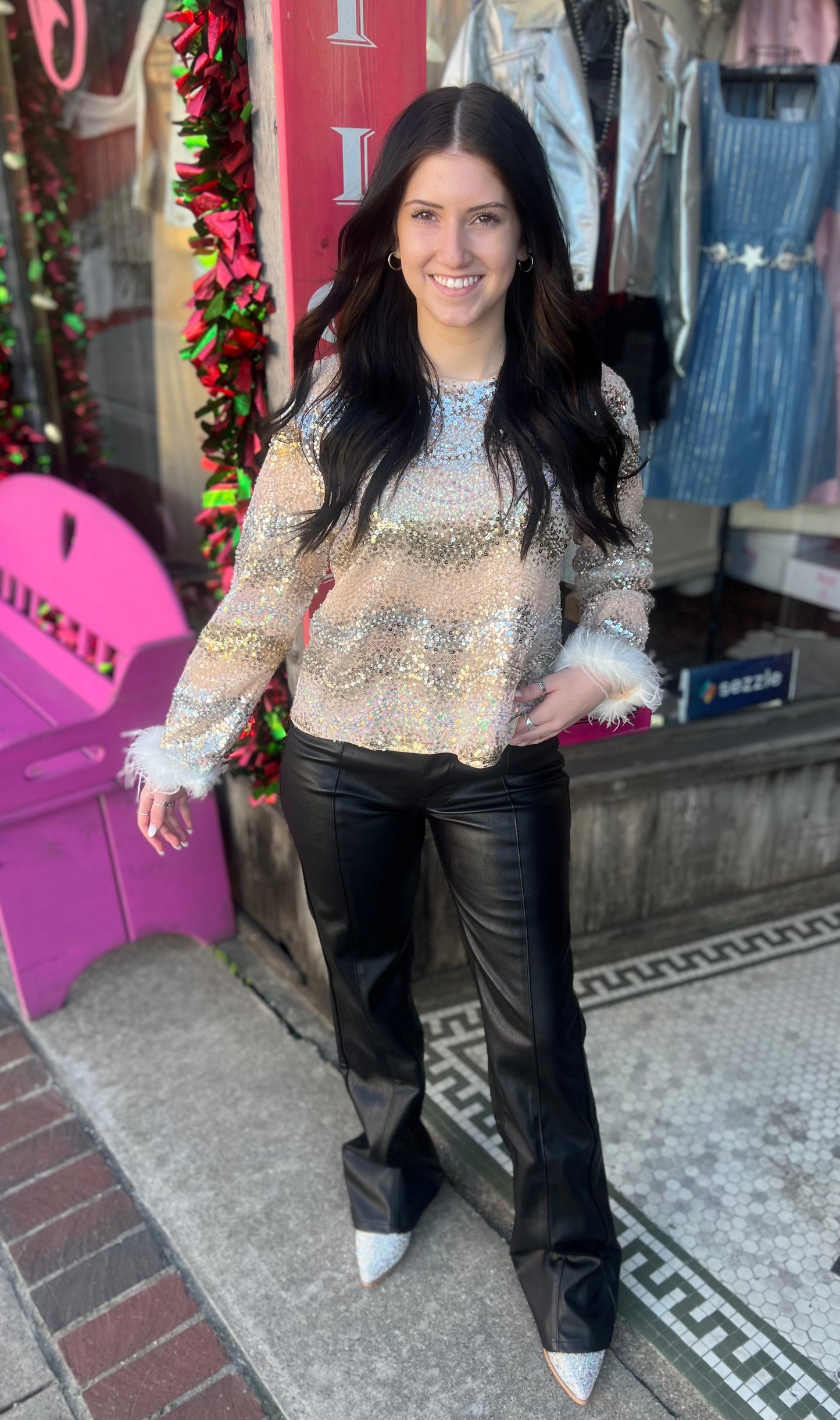 Howdy Honey Black R&R Leather Flares