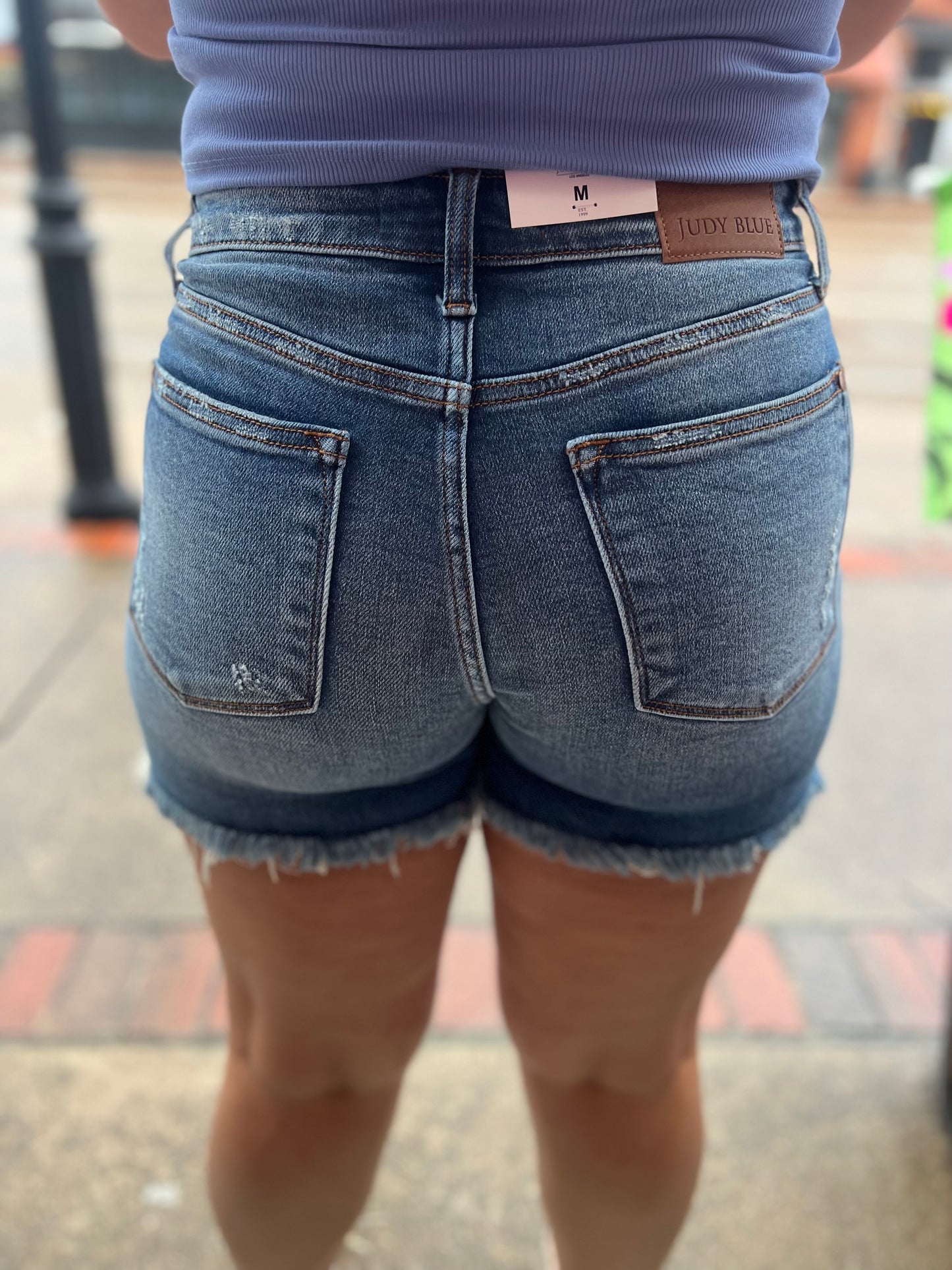 Judy Blue Double Trouble Destroyed Dad Shorts