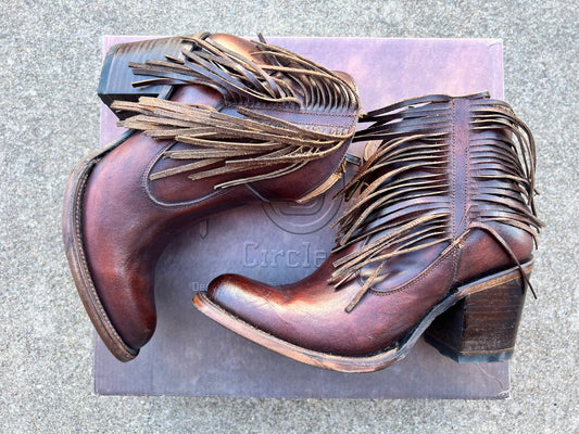 Circle G Honey Fringe Ankle Boot