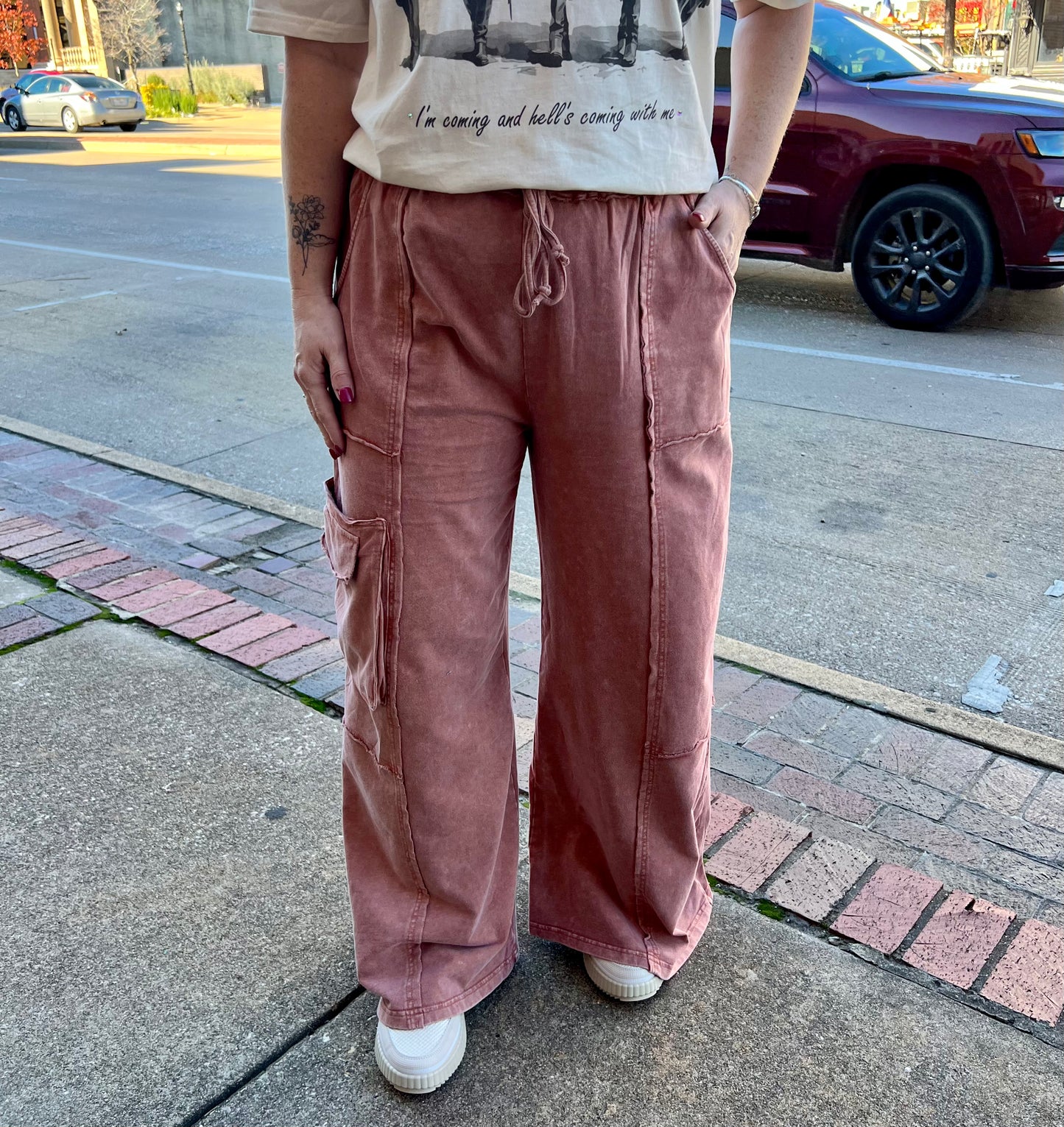 Mineral Washed Rust Terry Knit Pants