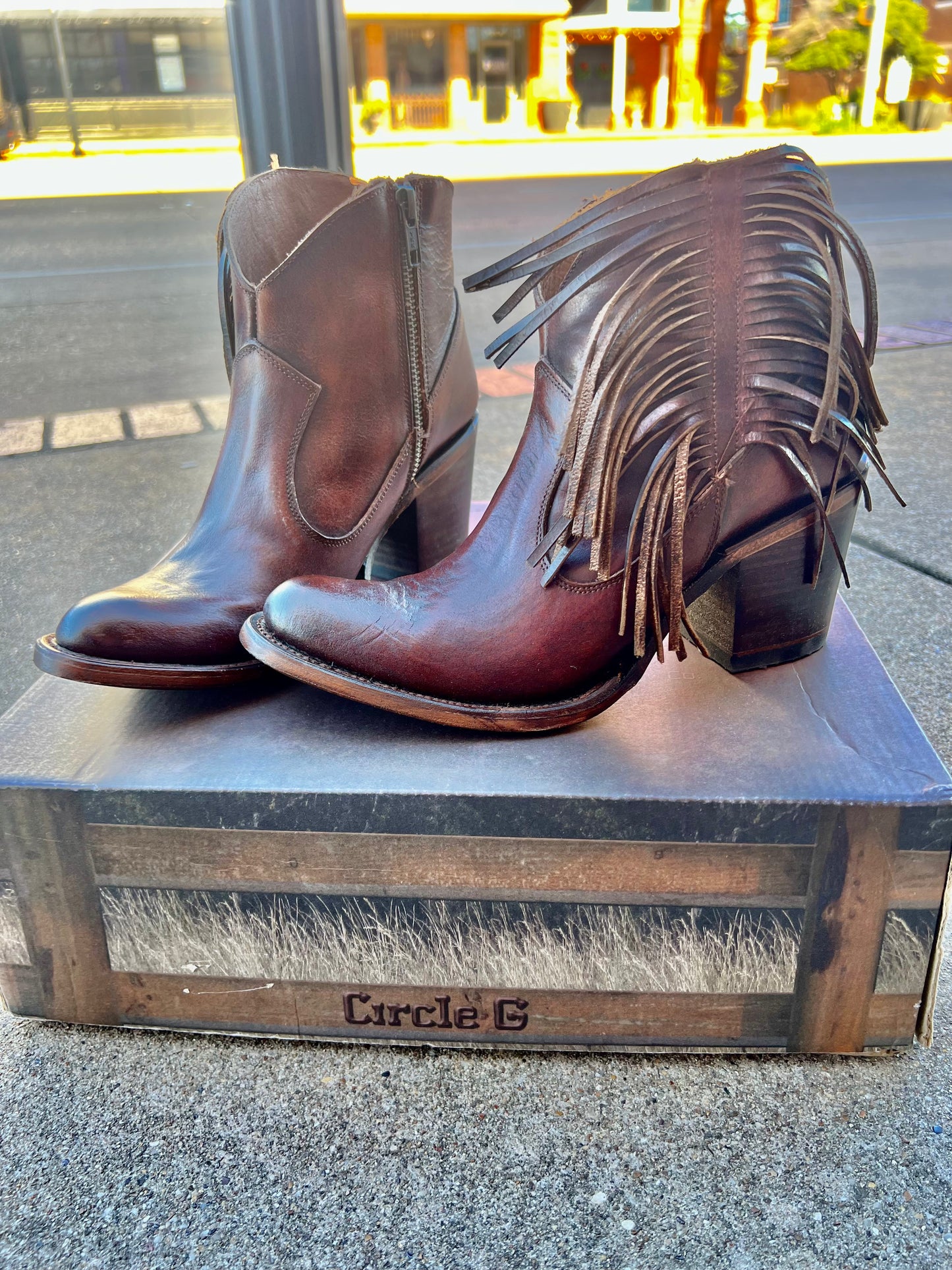 Circle G Honey Fringe Ankle Boot