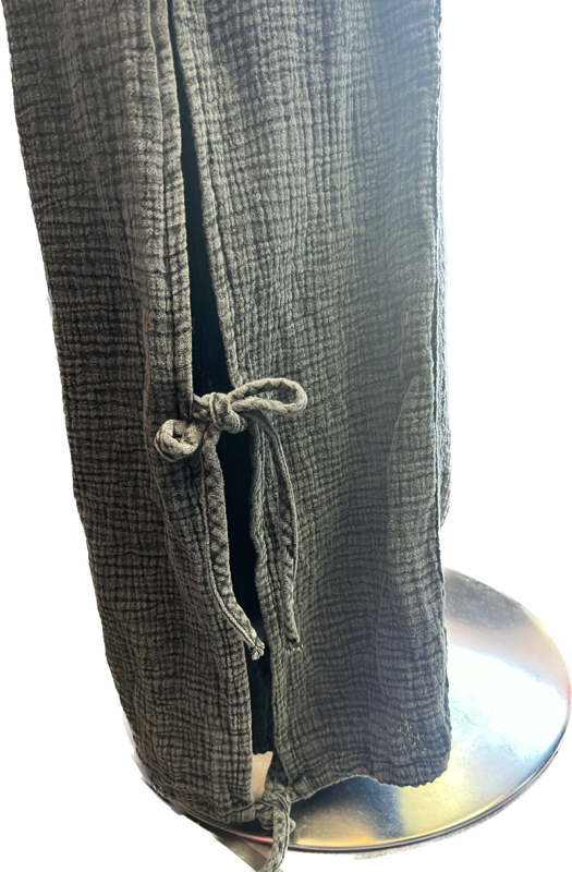 Black Cotton Gauze Lace Boho Pants