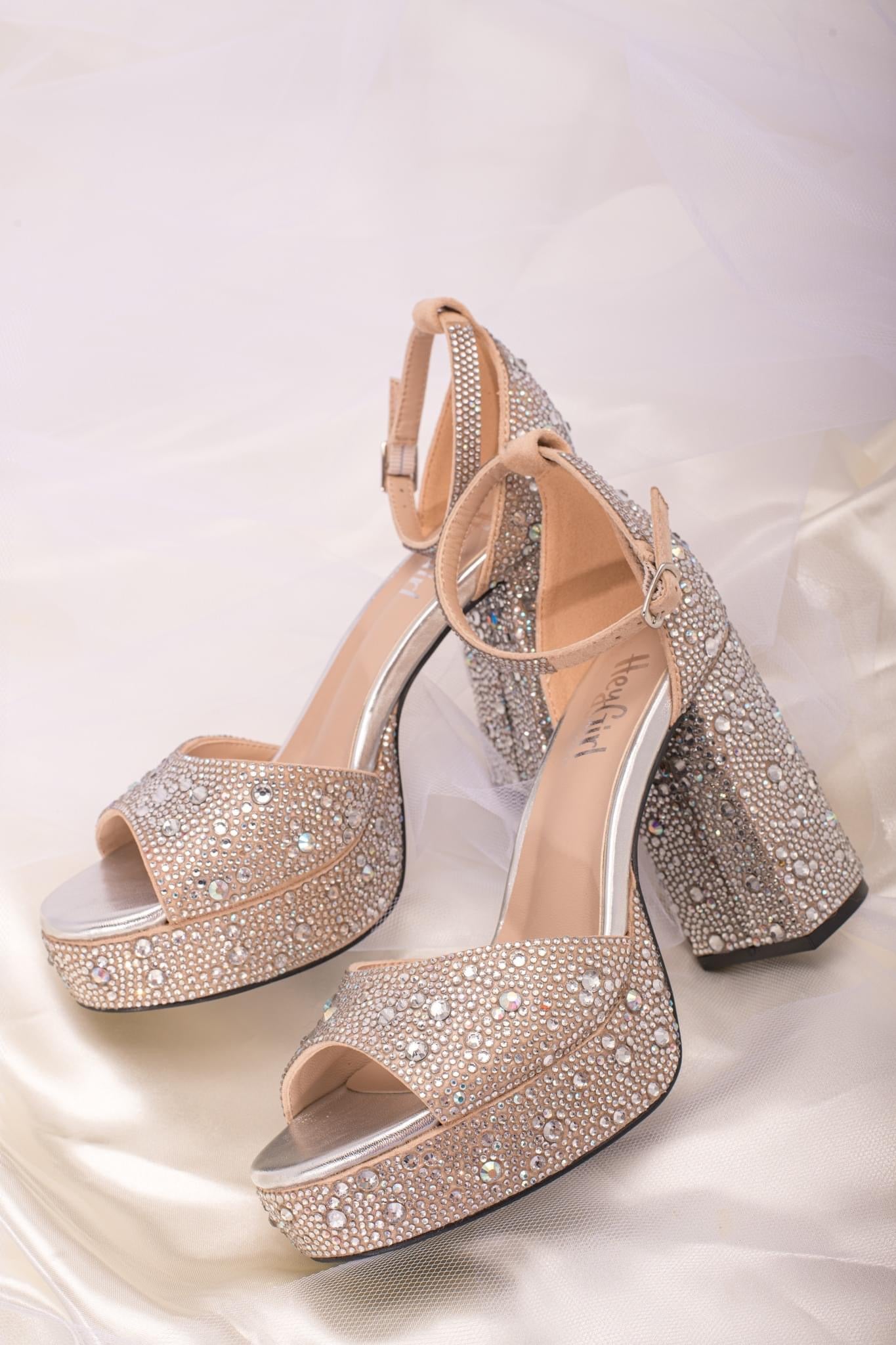 Corkys Ambition Clear Rhinestone Platform Chunky Heel