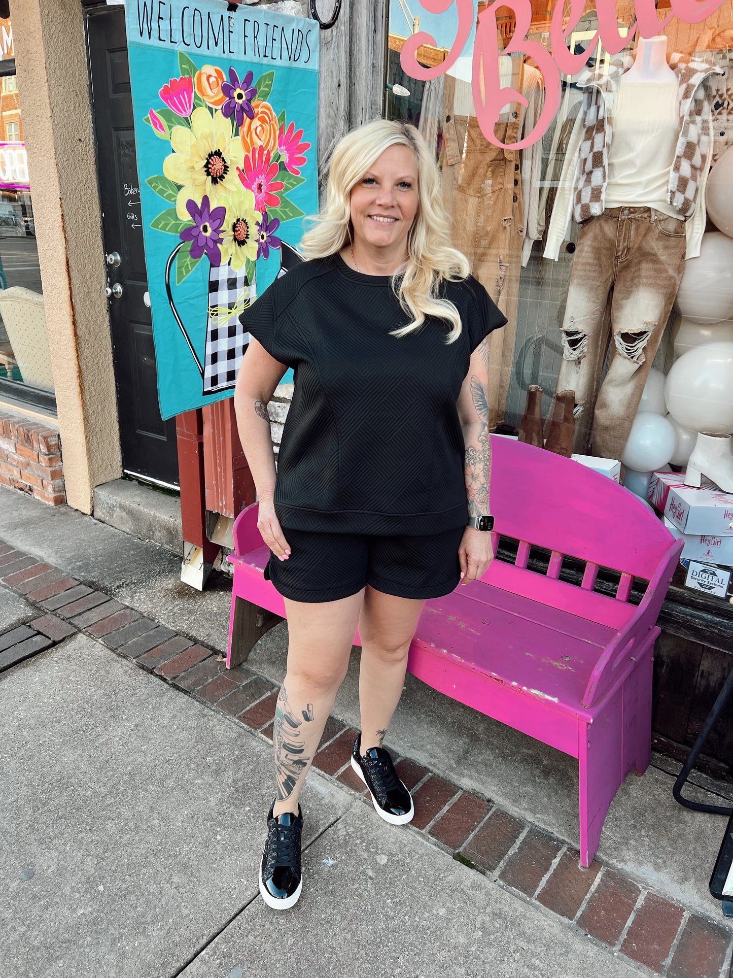 Everly Textured Shorts with Pockets