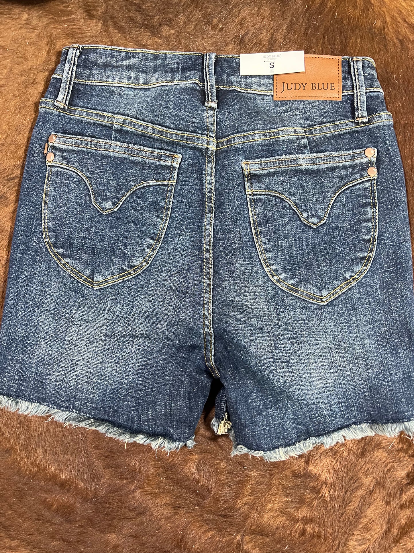 Judy Blue Tummy Control Fray Hem & Shield Back Shorts