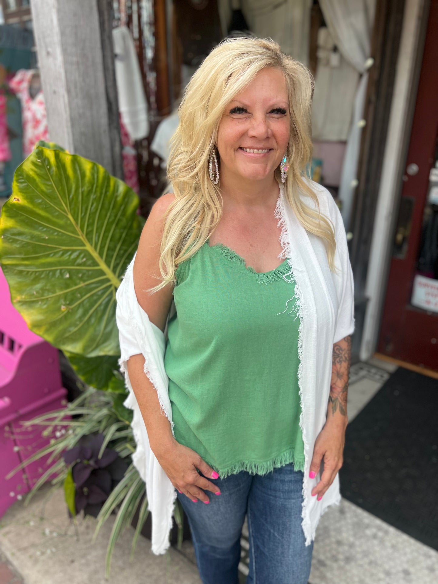 Bohemian Fray Kimono White