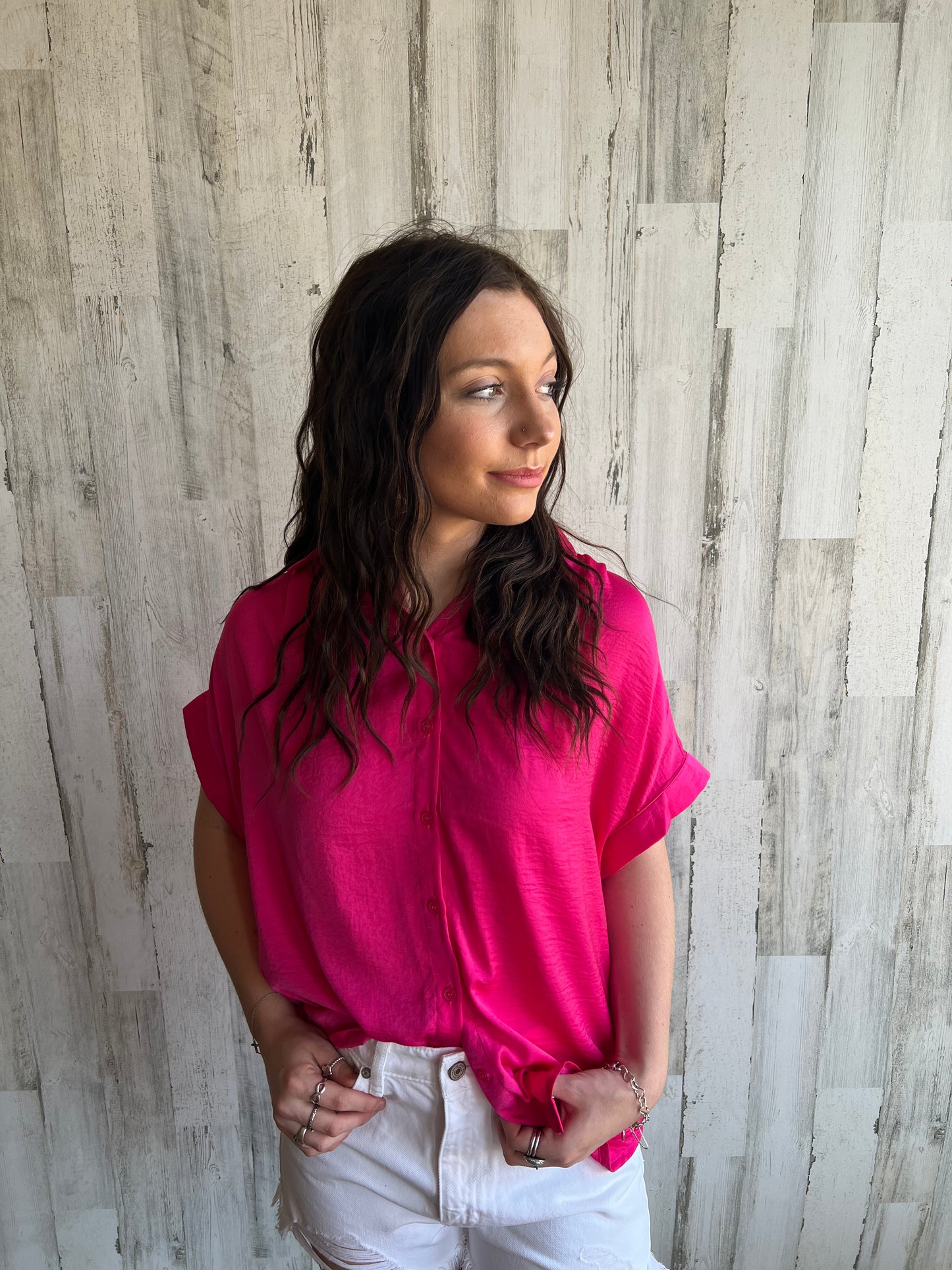 Pink Bella Silky Button Up