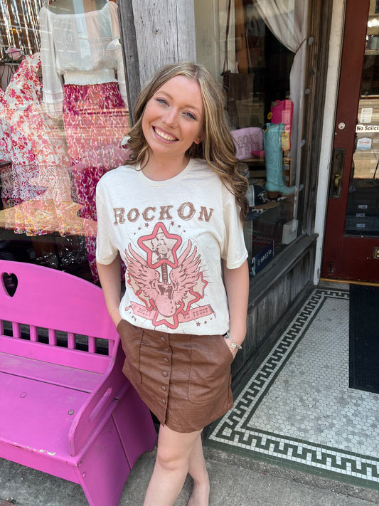 Croco Brown Pleather Mini Skirt