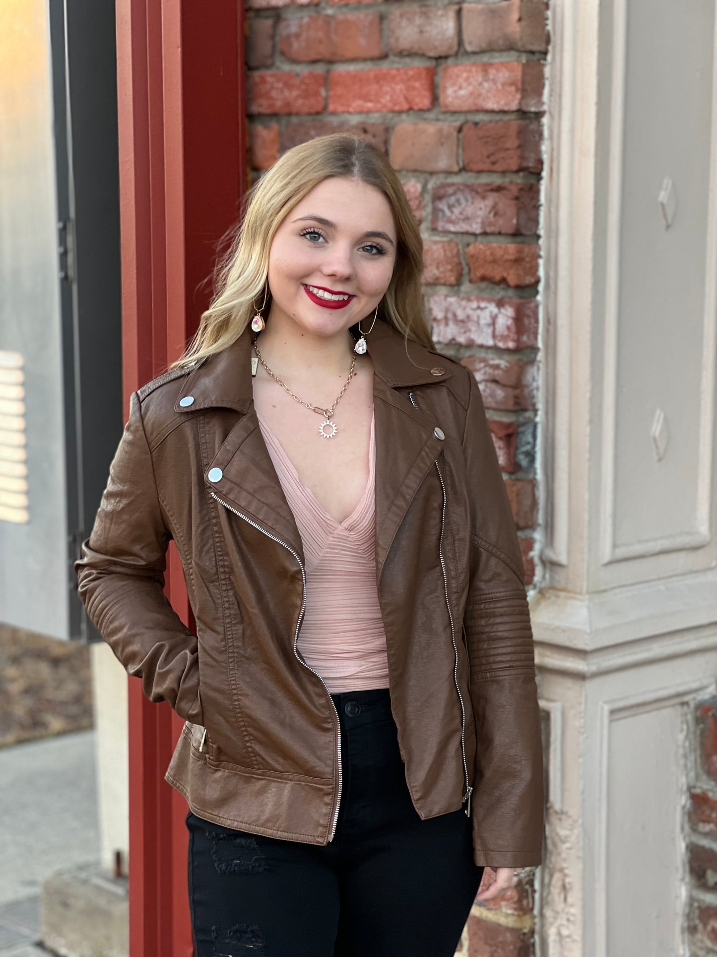 Coffee Pleather Jacket