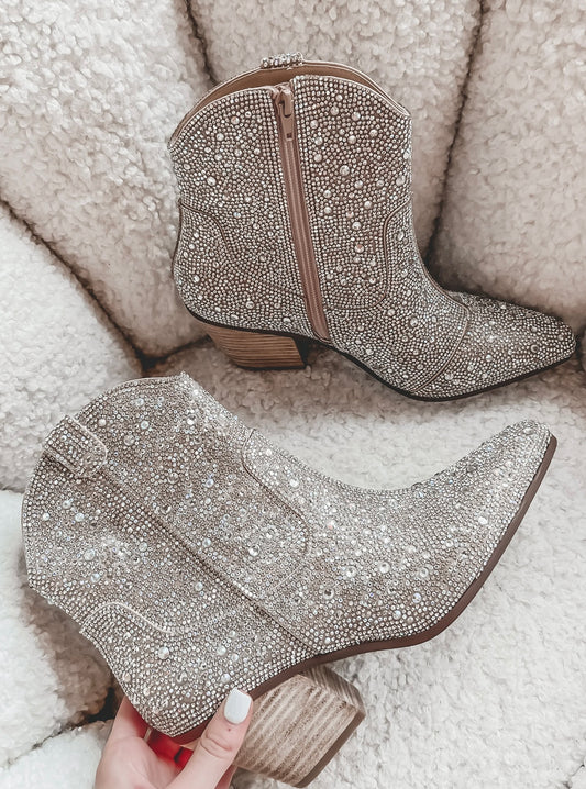 Clear Rhinestone Booties