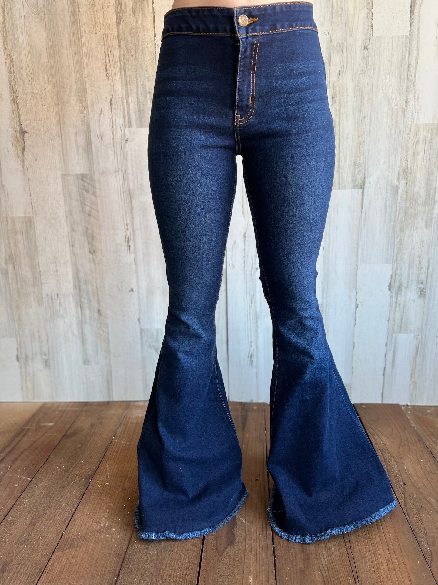 L&B dark wash non distressed flares