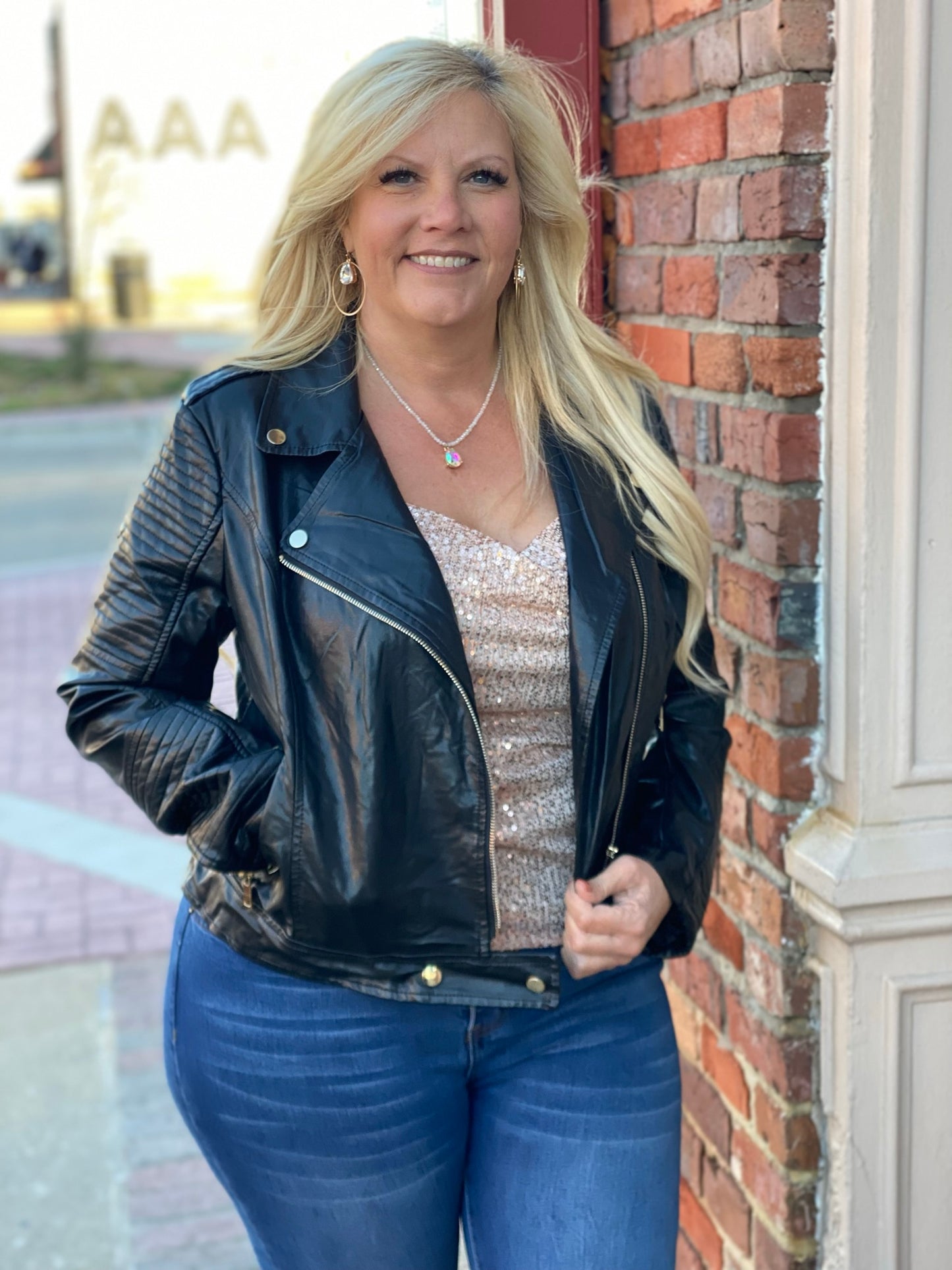 Black pleather Moto jacket